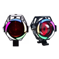 FDN Pièces de Moteur Accessoires Moteur Lumières U7 RGB Angel Eye Flash Led Phare pour Moto Scooter E-Bike Luces Led Para Motos