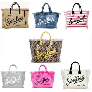 Borsa a Tracolla in Denim Stile Europeo e Americano, Grande Capacità, Borsa a Mano in Tela a Righe con Nappine alla Moda per Donne - Product Image 5