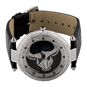 Relojes de Pulsera de Cuarzo para Pareja con Esfera Giratoria de Acero Inoxidable de Primera Calidad con Incrustaciones de Diamantes, Cristal de Zafiro y Correa de Cuero, Modelo "Buena Fortuna" - Product Image 3