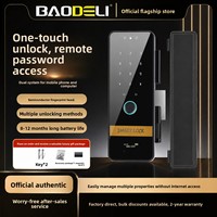 Serrure de contrôle d'accès intelligente pour porte vitrée avec empreinte digitale, mot de passe, carte, reconnaissance faciale et installation sans perçage pour bureaux et magasins