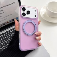 Funda Magnética Giratoria Translúcida Esmerilada de Alta Calidad para iPhone 17 16 15 14, Carcasa Protectora Antigolpes con Soporte Trasero