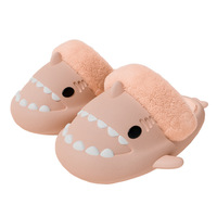 Plate-forme souple Maison Intérieur Dessin Animé Hiver En Peluche Requin Pantoufles Pour Femmes Hommes