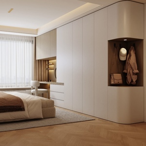Élevez le niveau de luxe de votre chambre : Ensemble armoire et coiffeuse avec tiroirs de rangement intégrés, miroir éclairé par LED et placard à façade vitrée - Product Image 3