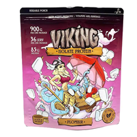 Sachet d'emballage personnalisé pour poudre protéinée de nutrition sportive 900g, refermable avec fermeture éclair, en Mylar mat, pochette verticale