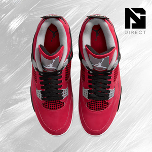 Air Jordan 4 Retro 'Toro Bravo' 2026 Rouge Noir Chaussures de basketball montantes en daim avec semelle extérieure en caoutchouc à lacets - Product Image 3
