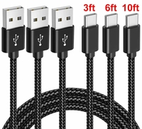 Câble USB 3/6/10Ft vers Type-C Chargeur rapide Cordon de synchronisation de données de charge