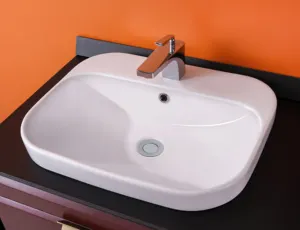 Lavabo de cerámica, cuenco de baño, lavabo ovalado, lavabo blanco, lavabo