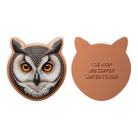 Médaille en cuivre pur .999 de 1 oz, découpée, avec relief 3D, imprimée UV couleur, motif Hibou de la Sagesse, pièce de défi, cadeau de diplôme