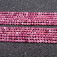 Vente en gros de tourmaline rose naturelle, pierres rondes à facettes, perles de cristal naturelles en vrac de 2mm 3mm 4mm pour la fabrication de bijoux de collier