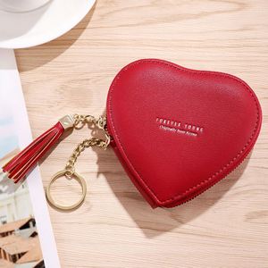 Bolsa de maquillaje de corazón portátil, almacenamiento de joyas, monedero, bolsas de monedas, tarjetero de Pu, caja de lápiz labial con cremallera de borla/ - Product Image 3