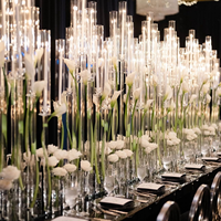 Élégant Chandelier Moderne en Verre Transparent et Cristal, Grand Porte-Bougie de Mariage, Centre de Table