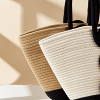 Sac de plage en coton tissé de type niche, nouveau modèle d'été, grande capacité, pour les voyages, les stations balnéaires, les vacances en bord de mer, panier à main