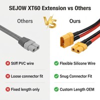 SEJOW XT60 Bullet-Steckverbinder Männlich-Weiblich-Paar Vergoldet 60A Silikonkabel 12AWG FPV Drohnen LiPo Akku OEM