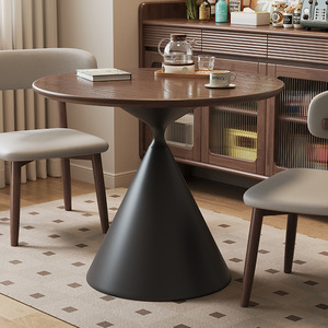 Vintage Style Solid Wood Dining <strong>Table</strong> <strong>Small</strong> Sized Round <strong>Table</strong> French Black Walnut Round <strong>Table</strong> <strong>and</strong> <strong>Chair</strong> <strong>Set</strong> - Product Image 3