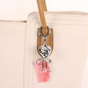 New Fashion Acetate <b>Mini</b> Comb Keychain <b>Love</b> <b>Heart</b> Bow Phone Bag Charm Portable Hair Brush Pendant for Women Purse Accessory - Product Image 2