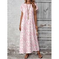 Nouvelle Robe Décontractée Longue Imprimée pour Femme, Coupe Ample, Manches Courtes, Style Européen et Américain, Collection Été 2026, Vente en Gros