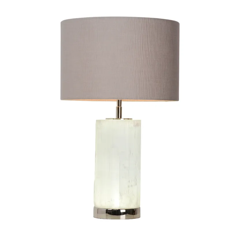 Modern Design Antique Brass Cylinder Desk Lights Luxury Style White Alabaster Base Bedside Table Lamp