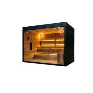 Sauna extérieur en pierre volcanique, bois de hemlock, 4500W, chauffage intelligent Bluetooth, pour maison et villa. - Product Image 3