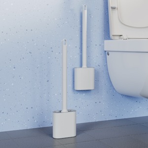 Nouvelle brosse de toilette en plastique souple avec base, brosse de nettoyage sans angle mort pour salle de bain, brosse de toilette murale sans perçage - Product Image 4