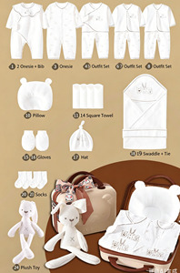 Set de 24 Piezas de Ropa de Bebé Blanca, Regalo de Ropa de Algodón Suave para Bebés con Babero, Toalla, Manta Envolvente, Juguete de Peluche y Maleta Portátil para Recién Nacidos - Product Image 2