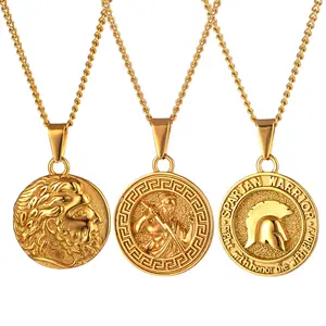 Vintage Zeus Hanger Men Zeus Ancient Coin Necklace 18k Gold Plated Stainless Steel Non Tarnish Jewelry Greek Mythology Necklace