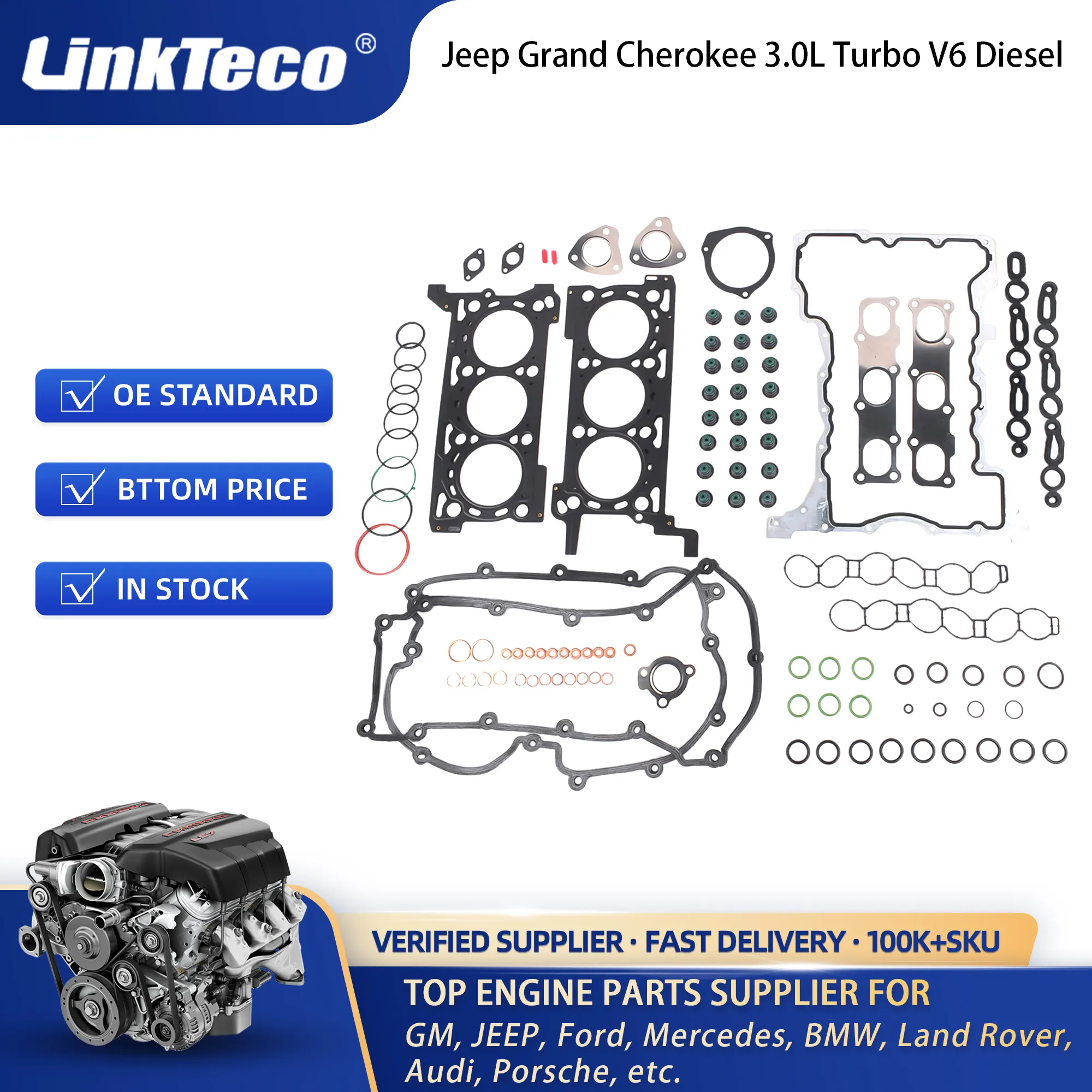 Juego de juntas de cabeza Linkteco para Jeep Grand Cherokee 3.0L Turbo V6 Diesel 2014-2019 68211174AA 68151953AA
