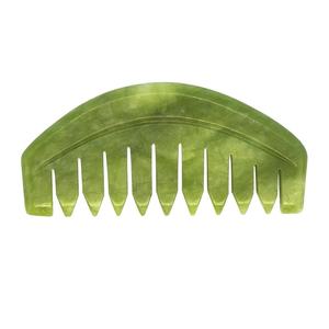 Hellgrüner natürlicher Jade kamm-Kopfhaut massage gerät & Kopf akupunktur werkzeug (44x90mm) für das Ausbaggern und Entspannen von Haarpflege-Meridianen - Product Image 3