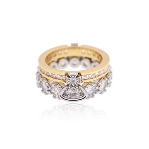 18K Gold Plated Women's Hip Hop Brass Gemstone Heart Double Layer Detachable Crown Gold Silver <b>Ring</b> Elegant Luxurious <b>Ring</b> - Product Image 5