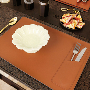 Baru tatakan kulit imitasi persegi pemegang alat makan untuk meja tahan air piring makan tikar untuk dapur atau ruang makan dekorasi - Product Image 1