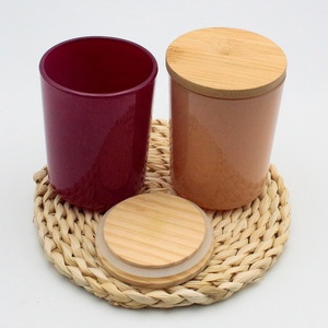 FENGJUN Vente en gros de pots à bougies en verre coloré avec couvercle en bambou 10oz, centre de table, décoration de cheminée pour mariage, fourniture en gros - Product Image 3