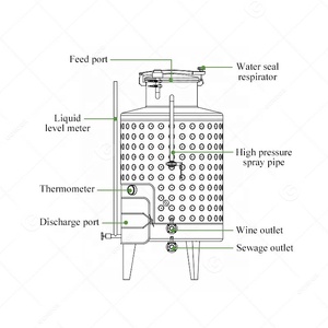 Tanque de fermentación de sistema de refrigeración de vino de almacenamiento de acero inoxidable <span class=keywords><strong>pequeño</strong></span> 100 litros 200l 5000l sidra para tamaño de fermentador de vino - Product Image 5