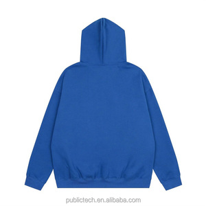 High Quality Streetwear <b>Men</b> Oversized <b>Blue</b> Cotton Custom Chenille Embroidered Logo Hoodies Full Zip up <b>Hoodie</b> Embroidery - Product Image 4