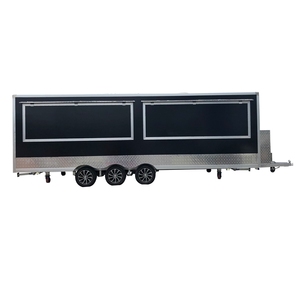 Remolque multifuncional negro para comida de acampada, camión grande con parrilla para refrigerador, carrito de comida personalizado - Product Image 1