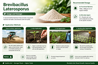 Wateroplosbaar Bacillus Laterosporus poeder 100 miljard CFU/g voor fertigatie, bladsproeien en toepassing in aquacultuurvijvers