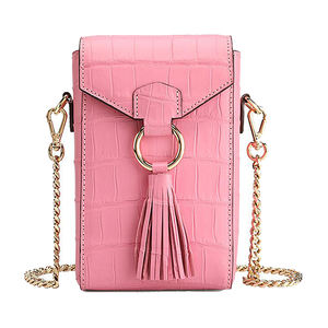 Diseñador de calidad superior cocodrilo Piel de piel de cocodrilo funda para teléfono móvil monedero bandolera con borla - Product Image 3