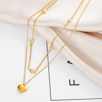 Collier à chaîne superposé en acier inoxydable plaqué argent tendance pour femmes, cœur, sans ternissement, bijoux imperméables