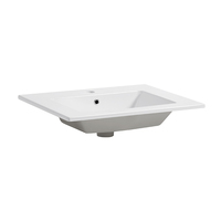 Grifo de Lavabo Rectangular de Cerámica Blanca Contemporáneo con Borde Delgado y un Solo Orificio para Baño, Lavamanos, Hotel, Villa y Apartamento