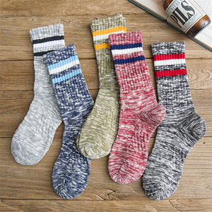 Men's Crew <b>Socks</b> Cotton Mid-Calf Thermo Stripe Pattern Autumn <b>Winter</b> Casual Wear - Product Image 2