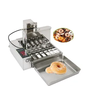 Çörek otomatik şekillendirme ve kızartma 2-in-1 makine tamamen paslanmaz çelik Donut yapma makinesi makinesi 6 satırlar