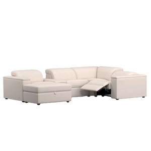 Ensemble modulaire de canapé sectionnel 6 pièces, inclinable et avec rangement, style italien, ultra confortable, avec accoudoirs carrés et revêtement en tissu nuage - Product Image 1