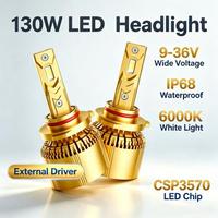 Vente en gros de phares de voiture LED CSP 3570 super lumineux 130W, H7 H4, phares avant de voiture, ampoules de phare LED automobiles pour accessoires de voiture