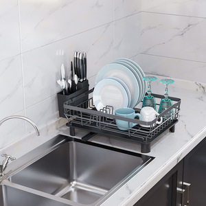 Escurridor de Platos de Metal Negro Ecológico, Bandeja Desmontable, Resistente a la Oxidación, Organizador de Cocina Moderno, Logotipo OEM, MOQ Pequeño, Personalizable - Product Image 3