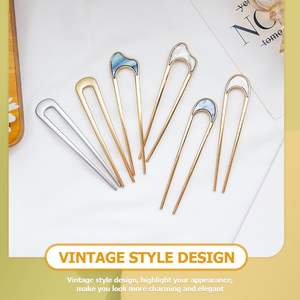 Horquillas de 2 puntas para peinados recogidos, accesorios para el cabello de mujer, horquillas de aleación metálica en oro y plata, horquillas en forma de U - Product Image 4