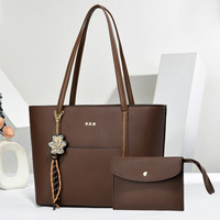 Ensemble de sacs fourre-tout coréens en PU deux pièces, couleur unie, décontracté, grande capacité, fermeture éclair, tendance, polyvalent, pour le quotidien