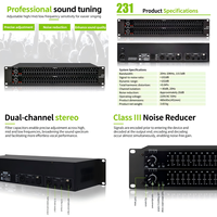 Ecualizador Gráfico Profesional de 31 Bandas Serie 231, Procesador de Audio Estéreo con Limitador y Reducción de Ruido Integrados