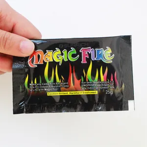 Poudre de feu magique Flammes colorées arc-en-ciel Applicable à l'extérieur Intérieur jardin plage camping cheminée Divertir la famille