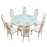 Ensemble table et chaises de salle à manger en acier inoxydable doré de luxe léger, verre trempé, polissage miroir, convertible, meubles de maison