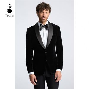 YZ <span class=keywords><strong>Smoking</strong></span> Nero Slim in Velluto <span class=keywords><strong>con</strong></span> <span class=keywords><strong>Cravatta</strong></span>, Monopetto, Traspirante Antipiega, Taglie Forti per Matrimoni - Product Image 3