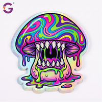 Autocollant holographique personnalisé avec logo, découpé, étiquette en vinyle imperméable, autocollant laser holographique arc-en-ciel, vente en gros