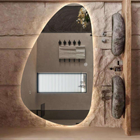 Miroir LED intelligent mural moderne et personnalisé, anti-buée, pour salle de bain, avec variateur d'intensité et 3 couleurs CCT, interrupteur tactile en verre